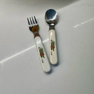 Vintage 1988 Land Before Time Toddler Spoon & Fork Set U.S.C. Amblin